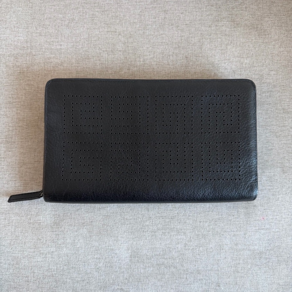 Givenchy Black Leather Continental Wallet Clutch
